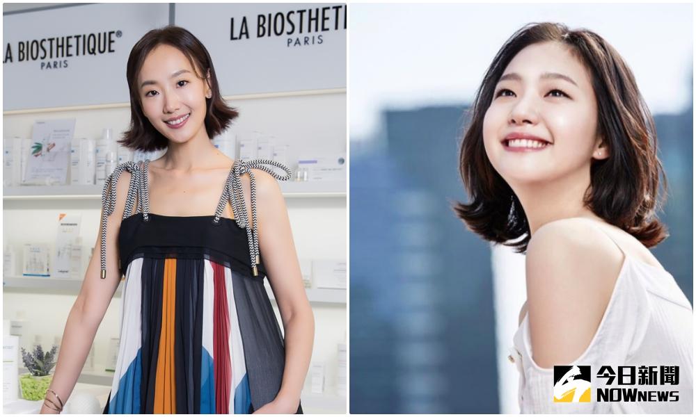 ▲陸明君（左）被網友說長相激似今高恩，她笑喊單眼皮終於出頭天。（圖／髮妝之鑰提供、翻攝金高恩IG，2017.4.19）