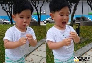 ▲男孩手捧蒲公英，下一秒竟然這樣做。（圖／翻攝自「爆廢公社」）