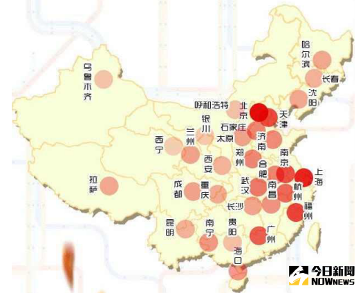 中國大陸購房壓力圖出爐。