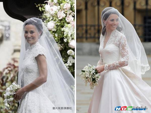 英國凱特王妃與妹妹琵琶的婚紗都出自名家之手。（圖／美聯社、Getty Images）