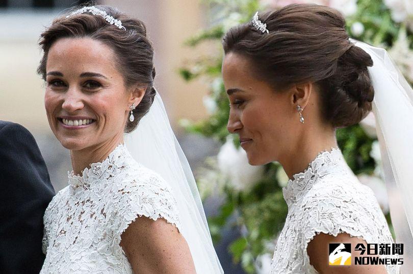 ▲凱特王妃的妹妹琵琶結婚當天典雅的妝髮，是婚禮另一矚目的嬌點。（圖／翻攝自Mirror）