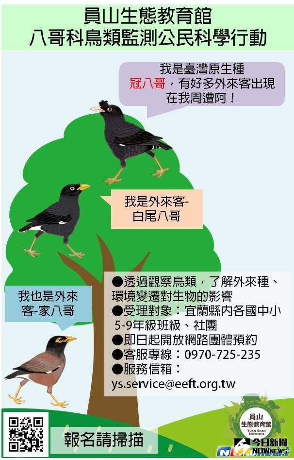 ▲員山生態教育館推出「八哥科鳥類監測行動」。（圖／記者李清貴翻攝,2017.5.8）