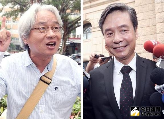 前國安會秘書長金溥聰（右）控告作家馮光遠（左）在臉書以「法院認證的男妓」等字眼損其名譽，提告求償。台北地方法院6日審結，判馮光遠賠償新台幣15萬元，全案可上訴。（中央社檔案照片）