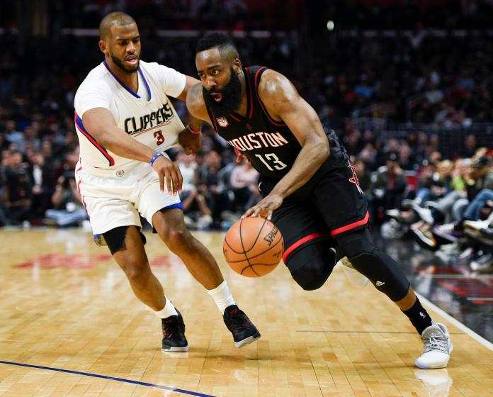 ▲Chris Paul（左）和James Harden（右）新球季將一同在火箭並肩作戰。（圖／美聯社／達志影像）