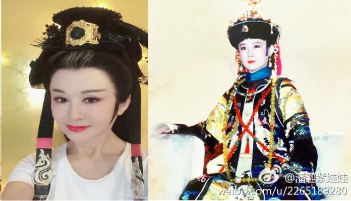 ▲潘迎紫今（左）昔對比，容貌不見衰老。（合成圖／翻攝自潘迎紫微博，2017.06.23）
