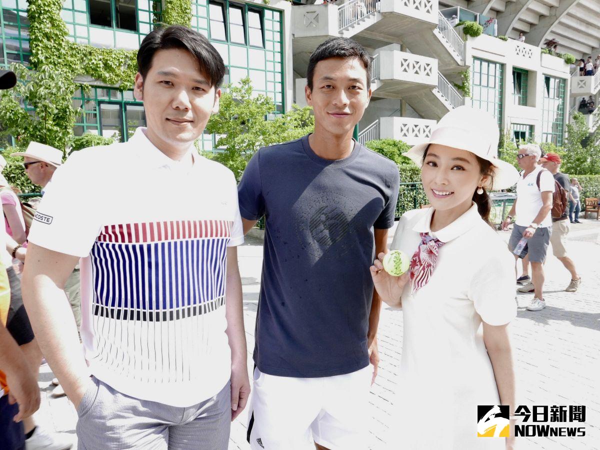 ▲陳怡蓉和老公薛博仁（左）在法國巧遇網球國手盧彥勳（中）。（圖╱明悅整合行銷，2017.06.04）