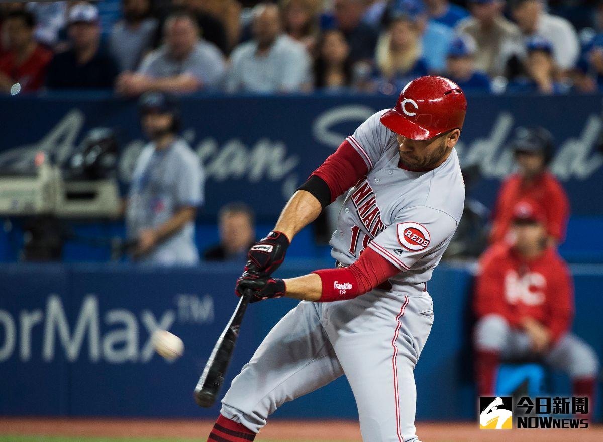 ▲昔日紅人強打Joey Votto轉戰藍鳥，首秀就開轟。（圖／美聯社／達志影像）