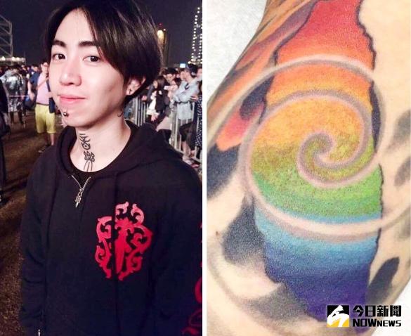 ▲謝和弦在手臂上刺「彩虹台灣」，以行動力挺同性婚姻。（圖／翻攝自臉書，2017.06.01）