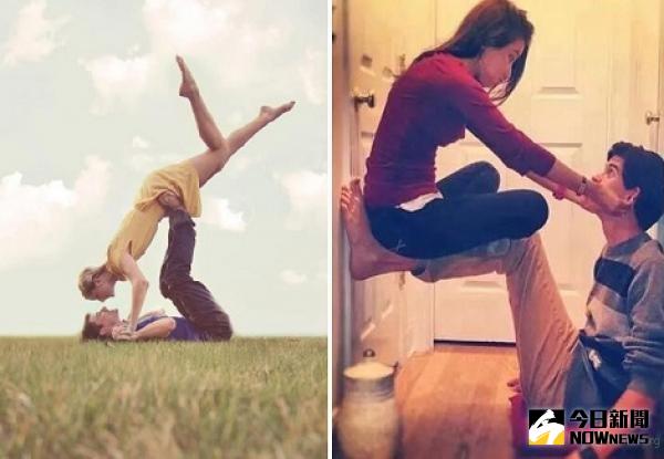 情侶秀恩愛拍照姿勢千奇百怪。