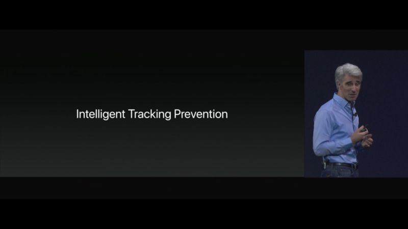 ▲macOS High Sierra能夠阻擋廣告商等機構，讀取使用者網頁瀏覽資訊。（圖／翻攝自WWDC直播）