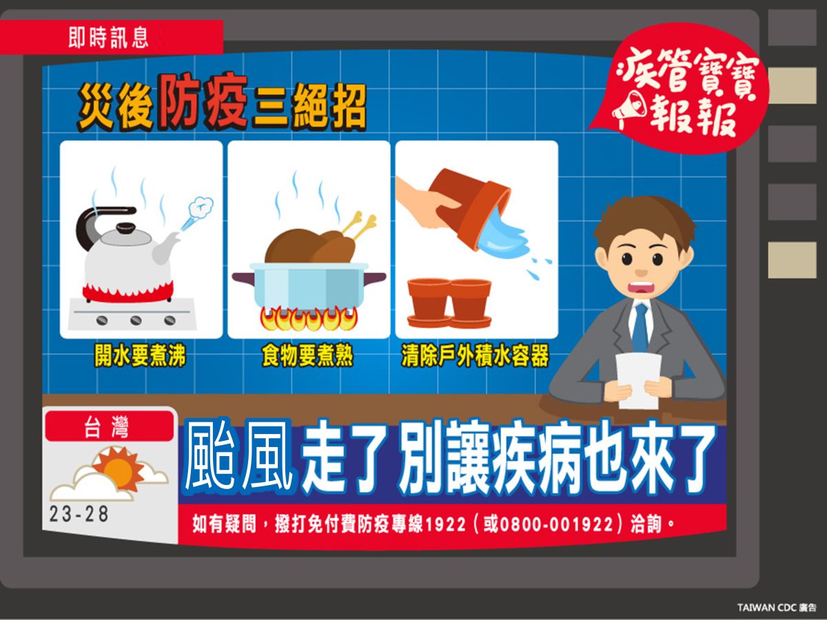 ▲颱風過後，疾管署提醒務必做好清潔打掃避免疫病威脅。（圖／疾管署提供）