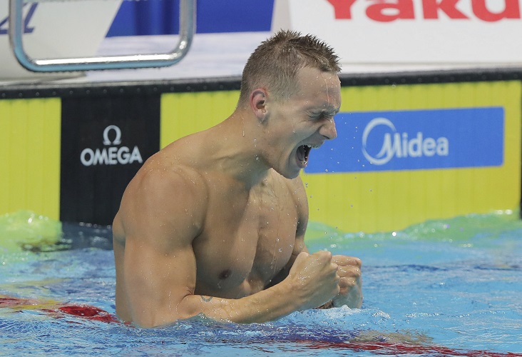 ▲美國新飛魚C.R.Dressel創下單日3金紀錄。（圖／美聯社／達志影像）