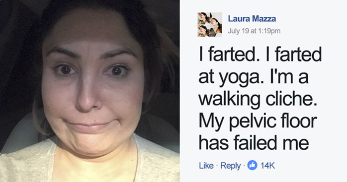 ▲瑪莎不小心在瑜珈課放屁。（圖／翻攝自Laura Mazza - Mum on the Run臉書）