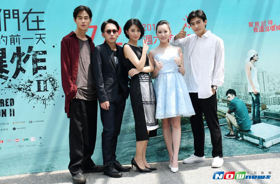 《他們在畢業的前一天爆炸２》主要演員夏騰宏（左起）、巫建和、王丁筑、胡廣雯、宋柏緯。（圖／記者林調遜攝，2017.7.25）