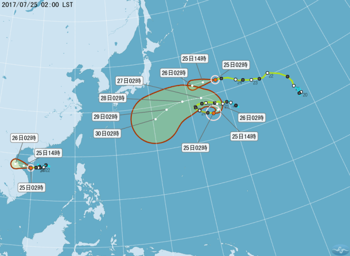 目前3個颱風未來動態。（圖／翻攝自氣象局）
