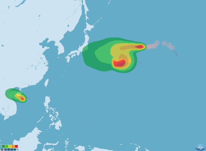 目前有庫拉、諾盧、桑卡3個颱風，但對台灣不會有直接影響。（圖／翻攝自中央氣象局）