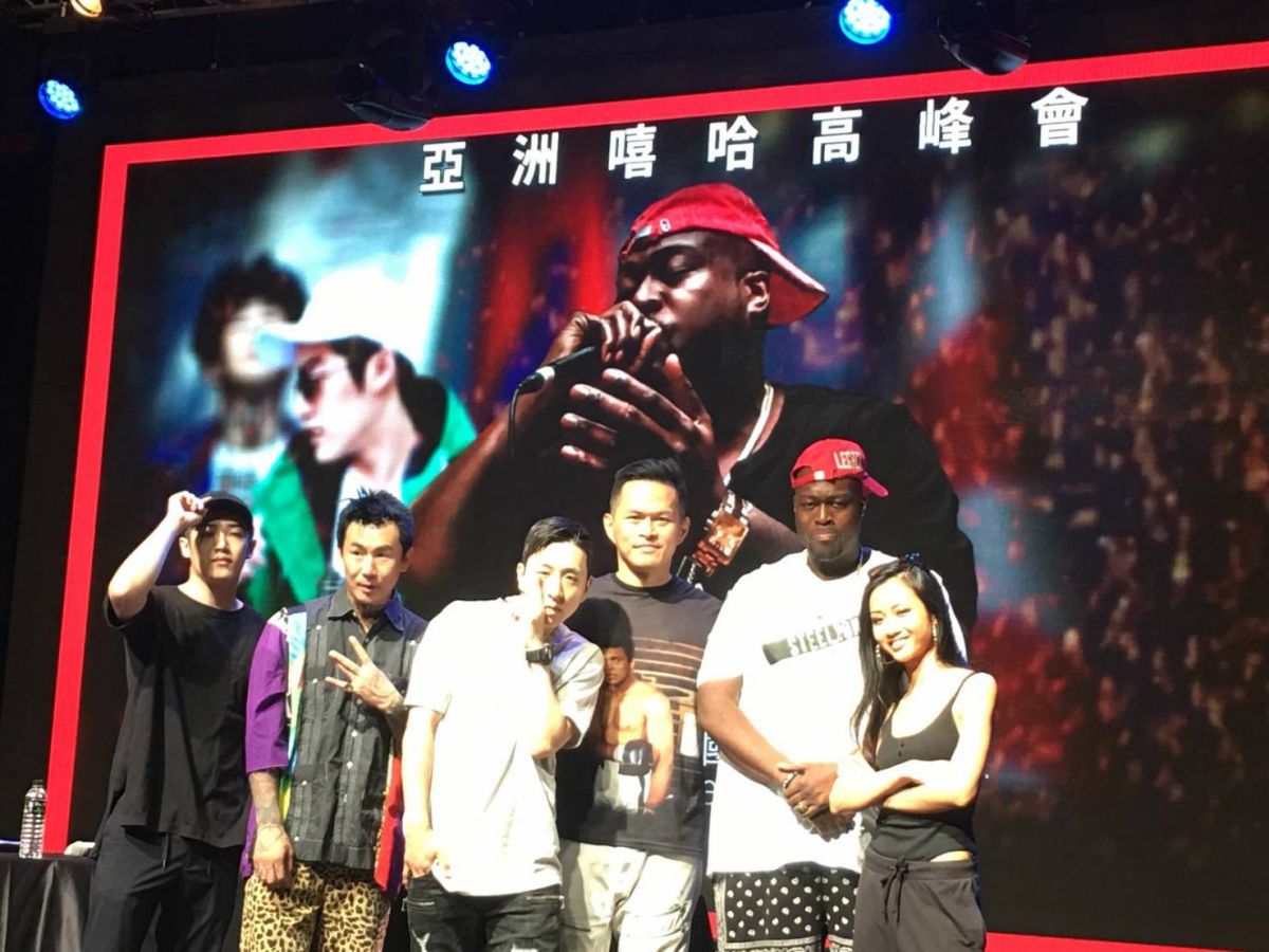 ▲由左至右熊仔、Anarchy、Flowsik、大支、Steelyone、 Suboi出席亞洲嘻哈高峰會座談會。（圖／人人有功練提供 , 2017.07.22）