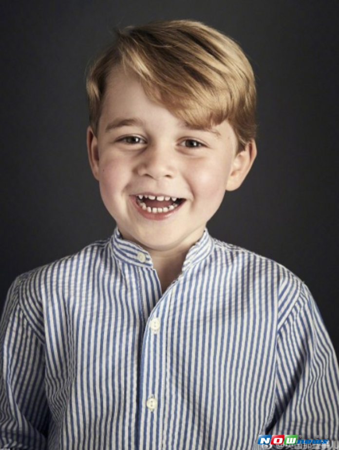 英國劍橋公爵威廉王子與妻子凱薩琳為慶祝長子喬治即將到來的四歲生日，於週五最新發布了一張王子喬治的官方肖像照片。（圖／翻攝自英國那些事兒微博）