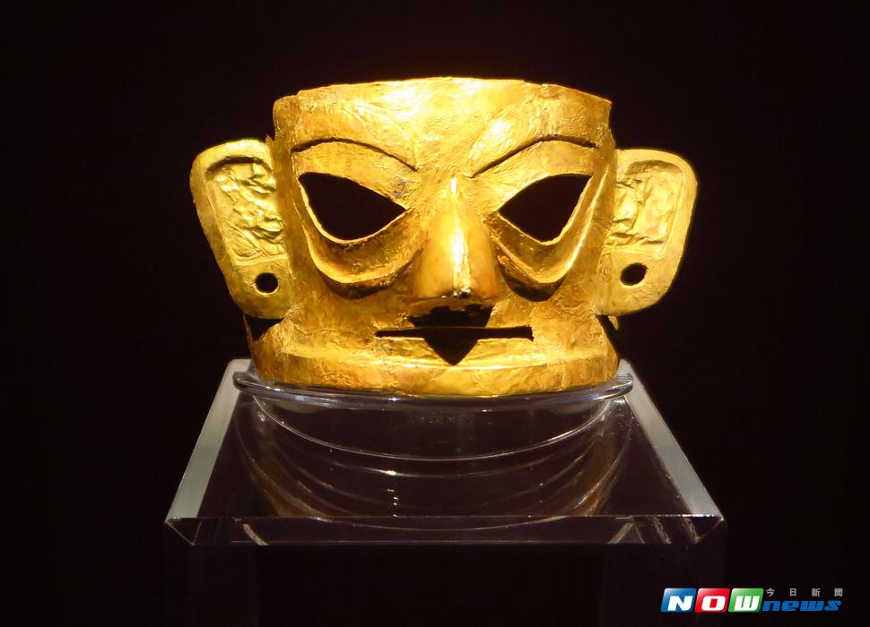 四川成都金沙遺址出土珍貴金箔面具。（圖／彭媁琳攝 , 2017.07.17）