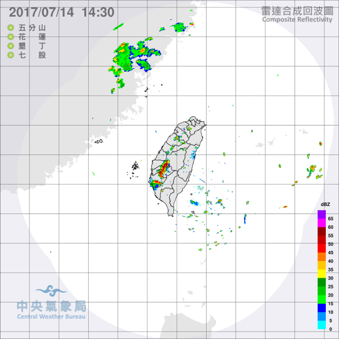 午後對流旺盛　中南部六縣市注意大雨
