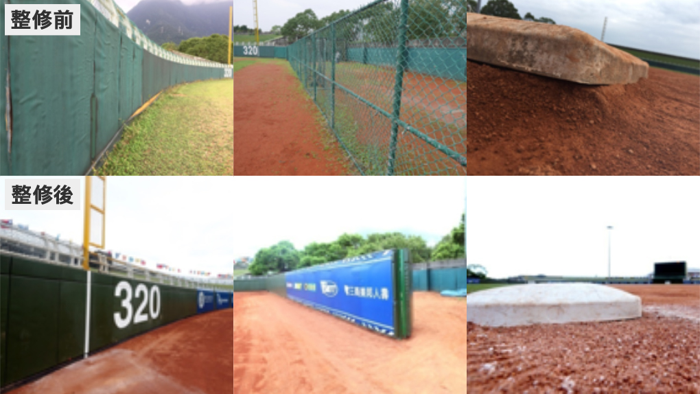 花蓮球場改造前、後比對圖。（圖／中華職棒聯盟提供）