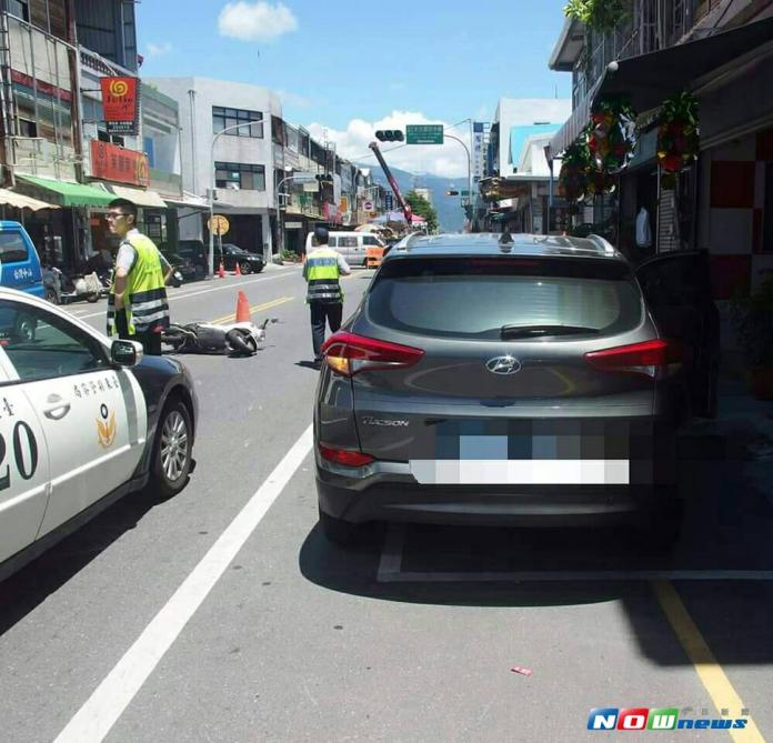 位於台東市區新生路上的車禍事發現場。（圖／馬蘭派出所提供，2017.07.11）