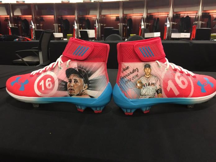 Bryce Harper的戰靴在明星賽休息室。（圖／取自Bryce Harper推特）