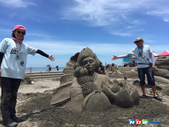 大安國際沙雕競賽，呂佳雯以作品「荷花仙子」獲得第一名（圖／觀旅局提供 , 2017.7.10）