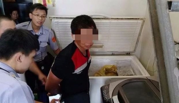 警方昨\\(9\\)日發現余男（圖右）蹤跡，而他竟在情急之下躲進一處民宅的大冰櫃中，差點被凍死！（圖／社會中心翻攝 , 2017.07.10）