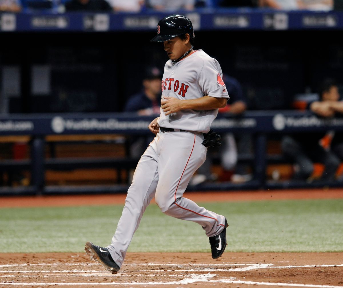 林子偉回本壘得分。（圖／美聯社／達志影像）