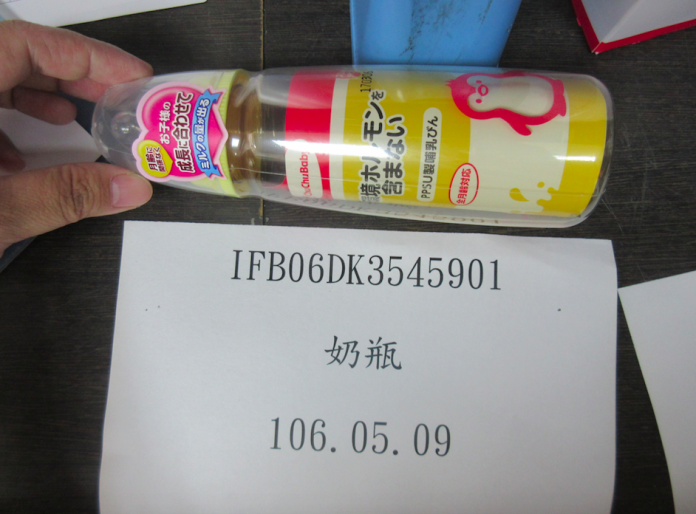 ▲日本一款「CHU CHU奶瓶」檢出雙酚A，遭海關攔下。（圖／食藥署提供）