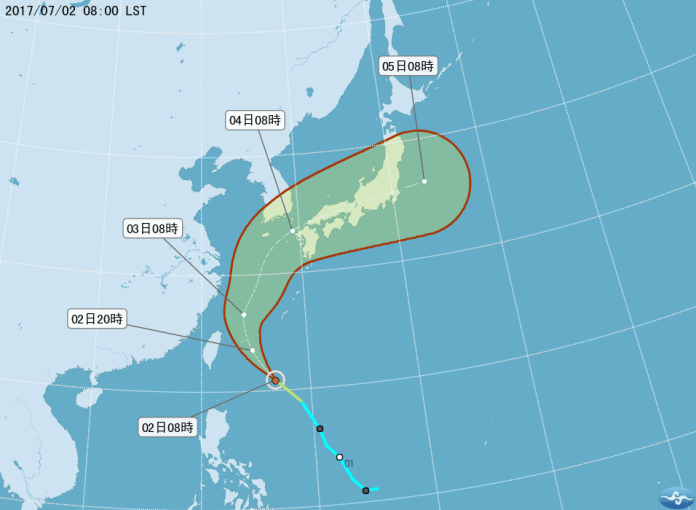 ▲氣象局預測輕颱南瑪都路徑（圖／翻攝自氣象局）