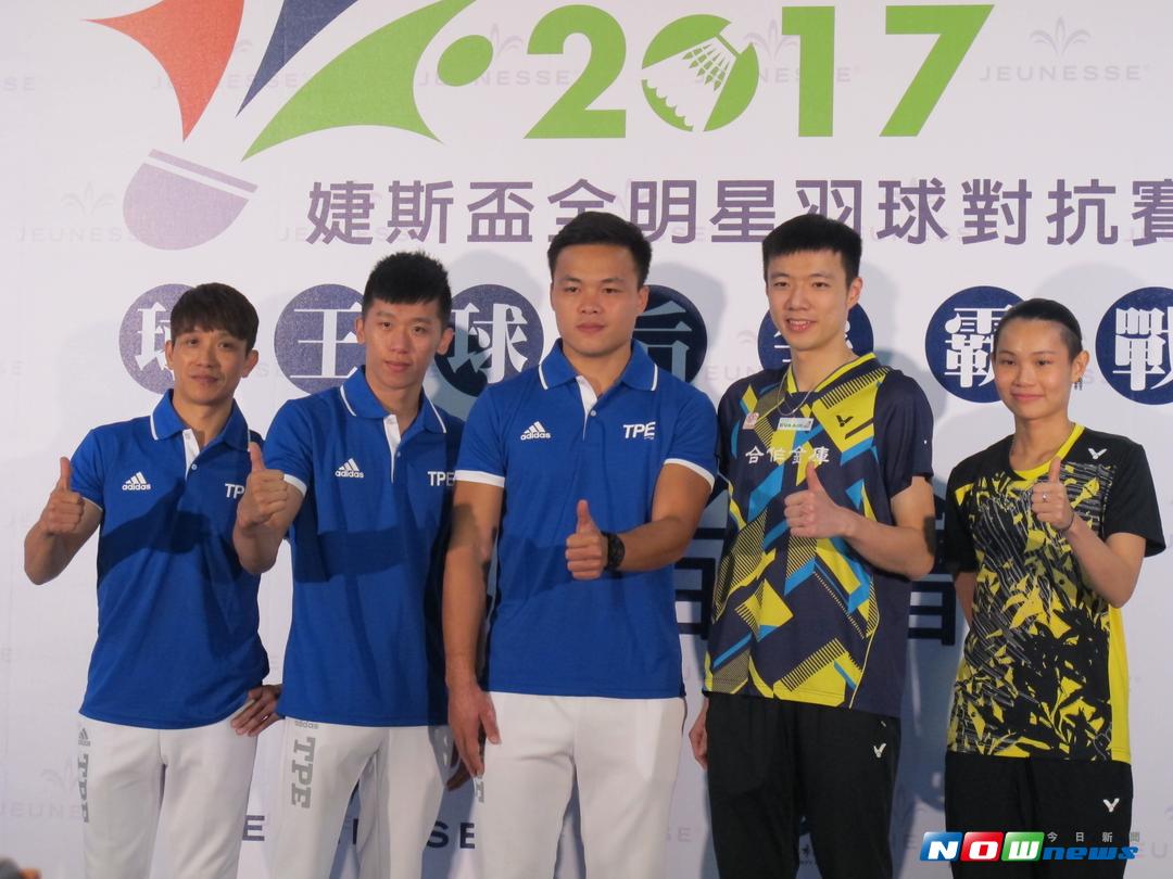 左起，林育信、李智凱、鄭兆村、王子維、戴資穎。▲（圖／張育嘉攝 ）