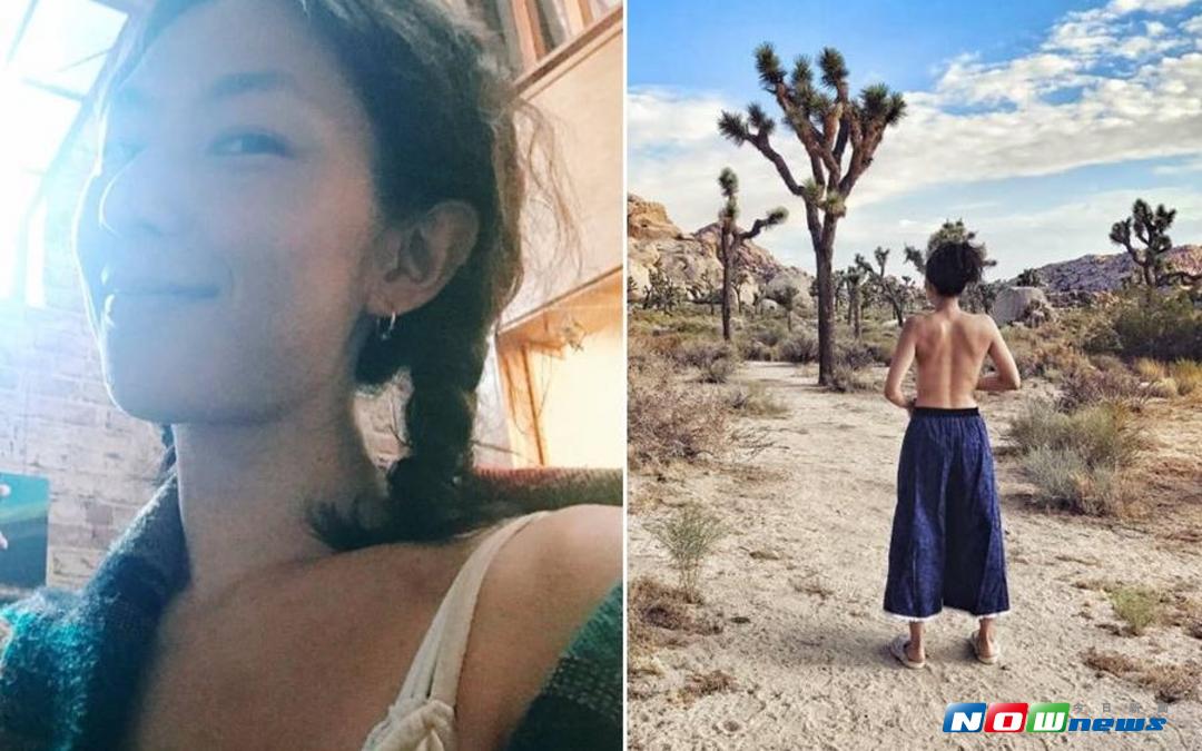 ▲林辰唏裸對仙人掌（右），超自在。（圖／翻攝林辰唏臉書，2017.08.31）