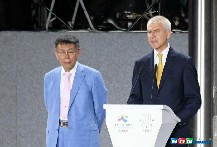▲FISU會長Oleg Matytsin(右)以及台北市長柯文哲(左。)（圖／葉政勳攝）