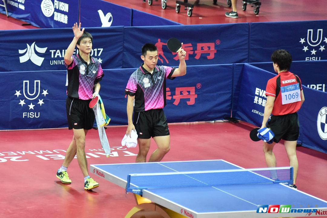 ▲世大運桌球項目男雙中華隊組合江宏傑、陳建安。（圖／記者林柏年攝 , 2017.08.28）