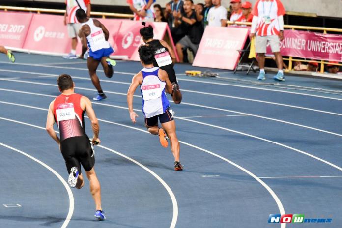 ▲世大運田徑4x100公尺接力賽，中華台北隊由楊俊瀚、魏溢慶、鄭博宇、陳家薰組成，最終以39秒06拿下銅牌。（圖／記者陳明安攝，2017.08.28）