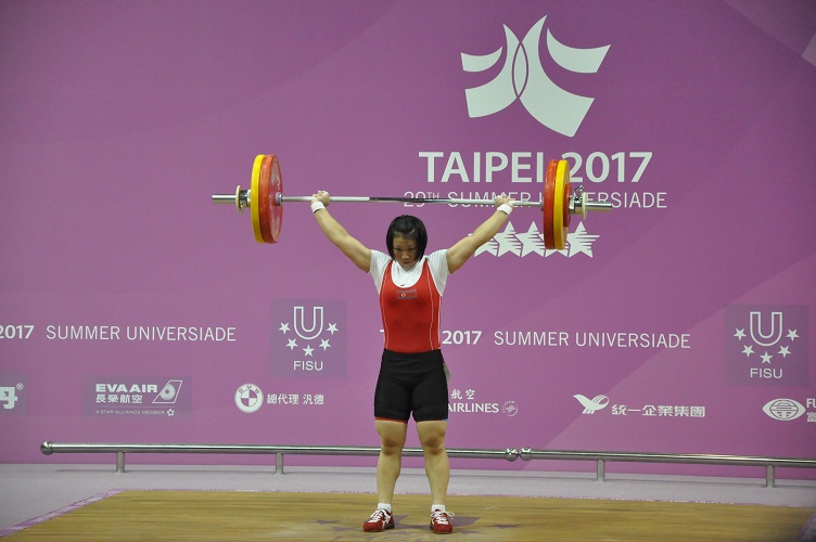 ▲朝鮮選手林貞心抓舉106公斤，突破大會紀錄。（圖／林暐凱攝 , 2017.08.22）