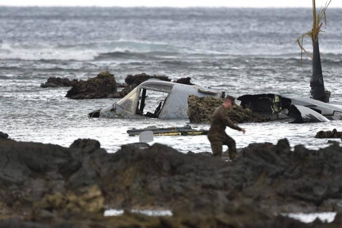 2016年12月13日，駐日美軍MV-22魚鷹機傳出首宗墜機事故，造成2人受傷。（圖／達志影像／美聯社）