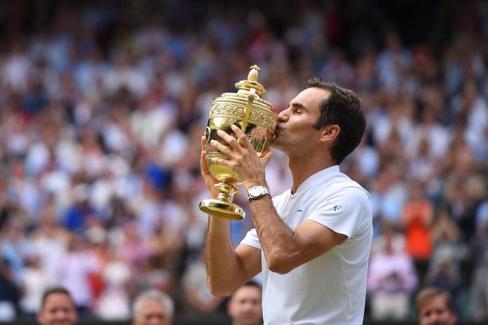 Roger Federer睽違5年終於再次拿下溫網冠軍。（圖／美聯社／達志影像）