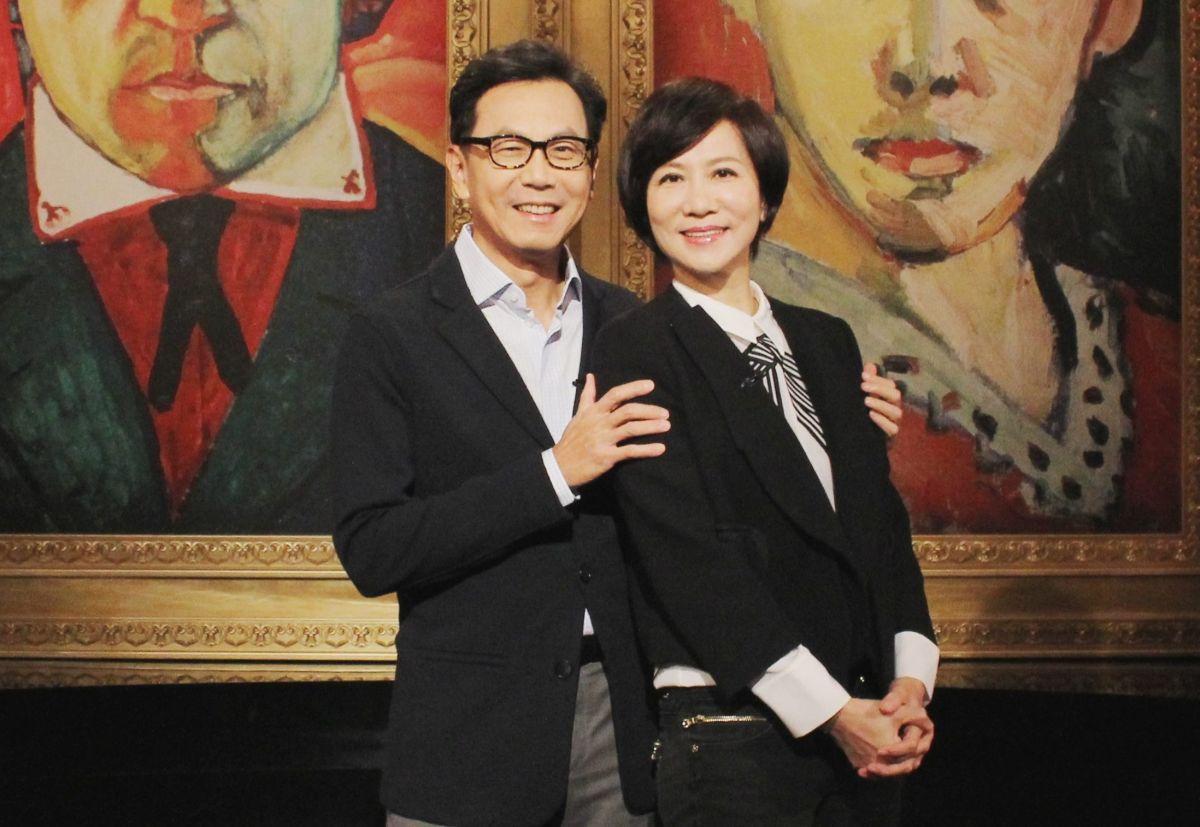 ▲富邦集團董事長蔡明忠與前台視當紅主播陳藹玲結縭28年，蔡明忠上李四端節目《愛的萬物論》時還表示「不枉此生」。（圖／公視提供，2016.03.02）