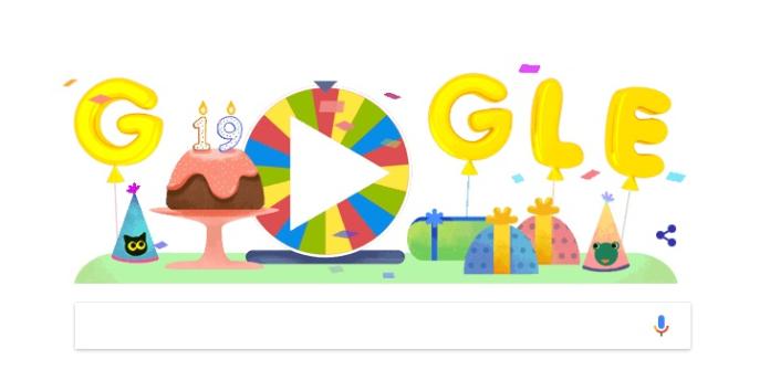 ▲Google在首頁公告，歡慶19歲生日。（圖／翻攝自Google首頁）