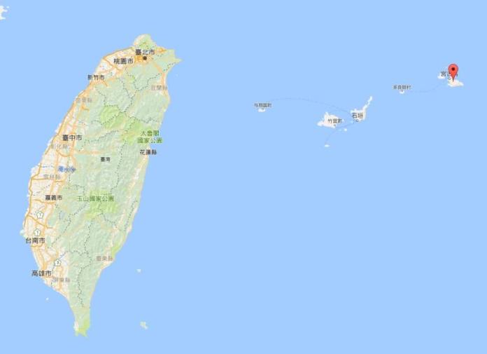 ▲因泰利颱風，2艘台灣漁船在日本宮古島（紅色標示處）漁港避風。（圖／翻攝自Google Map）
