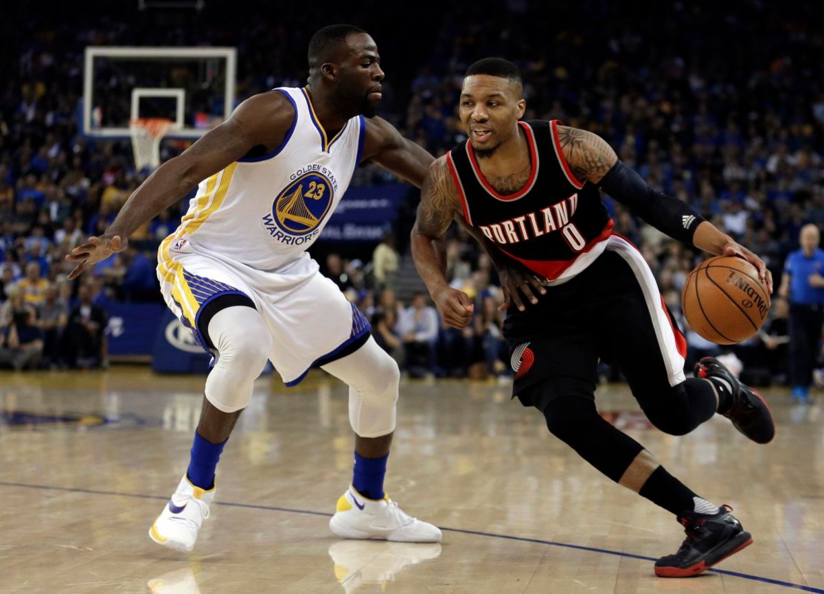 ▲Damian Lillard與Draymond Green兩人在球場上競爭激烈。（圖／美聯社／達志影像）