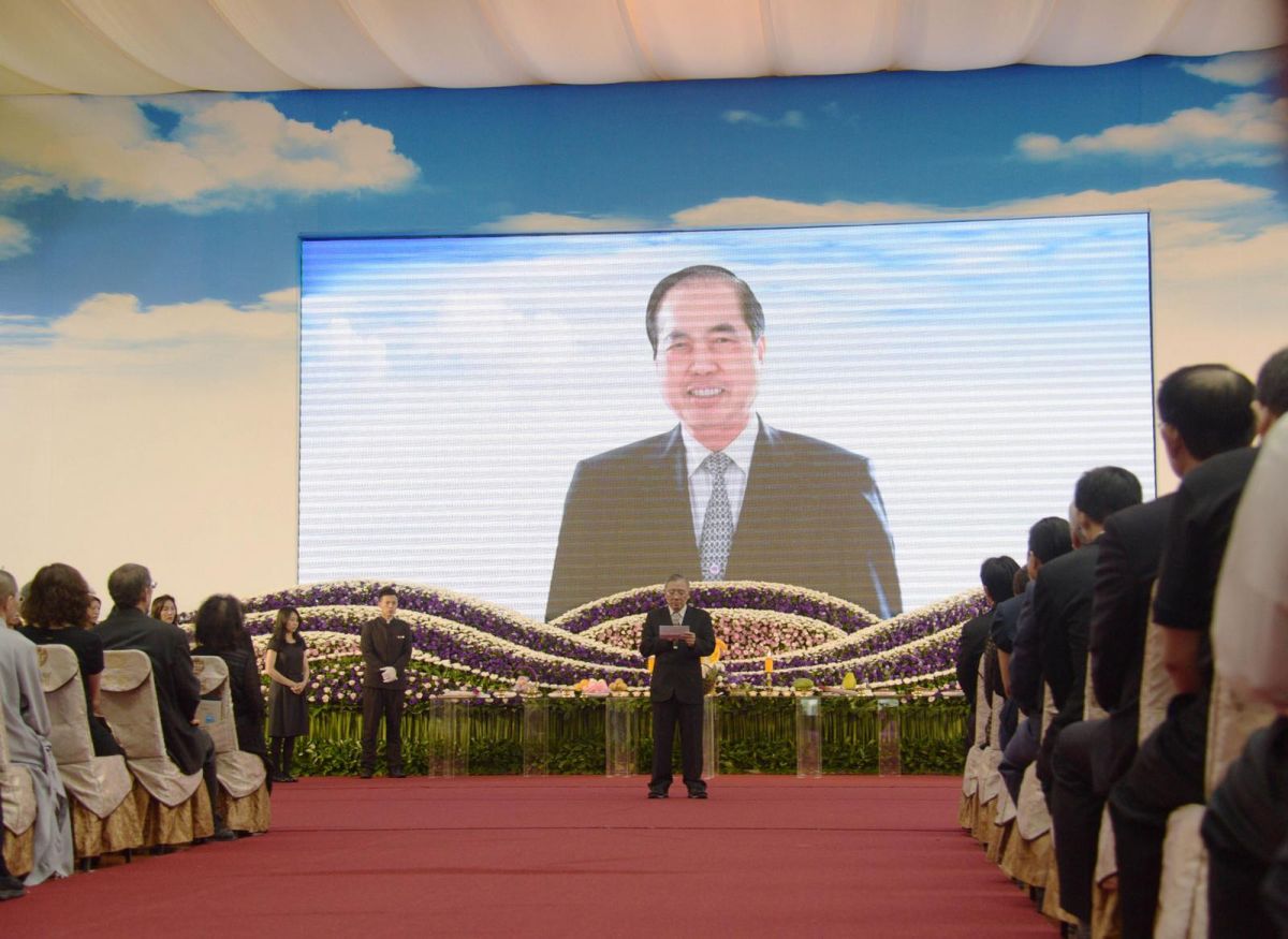 ▲鄭高輝董事長追思告別會昨\\(6\\)日在南臺科大三連堂辦理。（圖／南臺科大提供，2017.09.07）