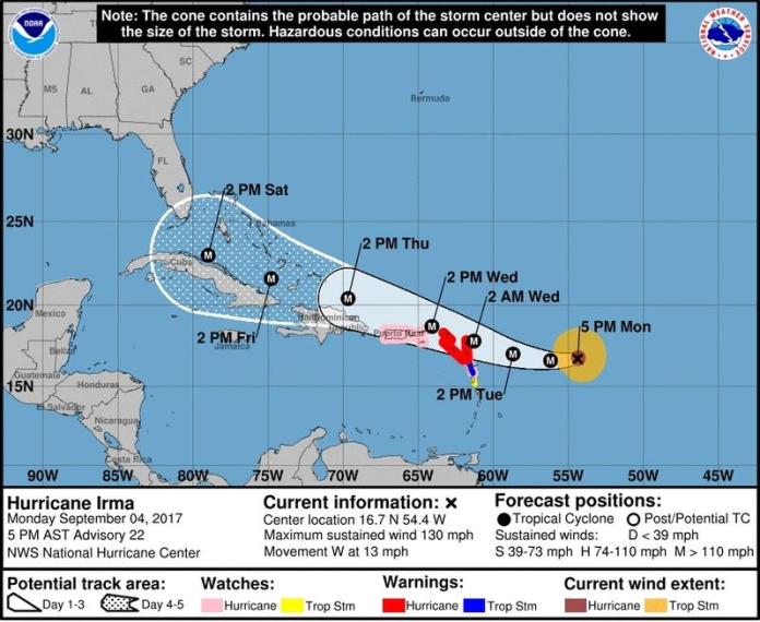 ▲威力強大的艾瑪颶風將於5日開始席捲加勒比海地區。（圖／翻攝自nhc.noaa.gov）