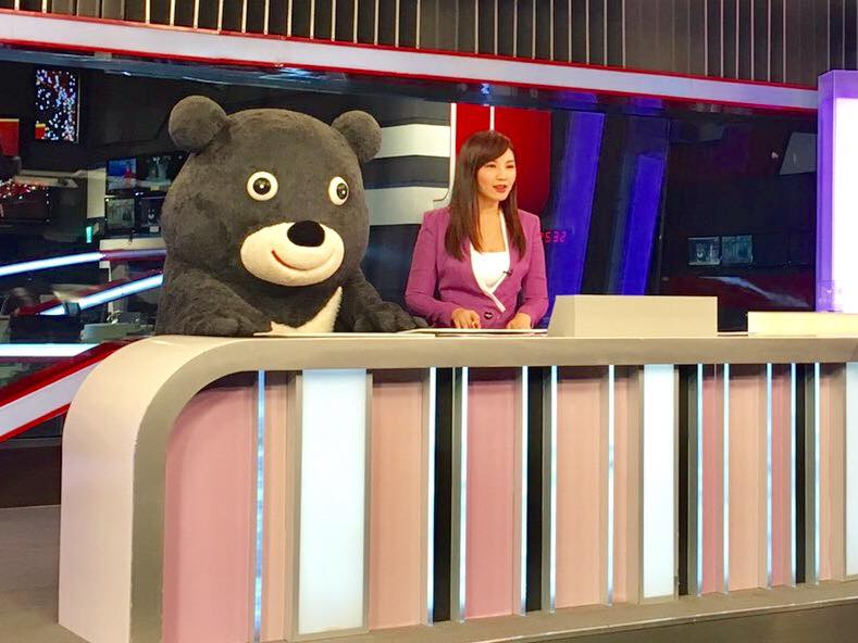▲熊讚到電視台體驗當主播。與本文陳述事件無關。（圖／翻攝自熊讚Bravo）
