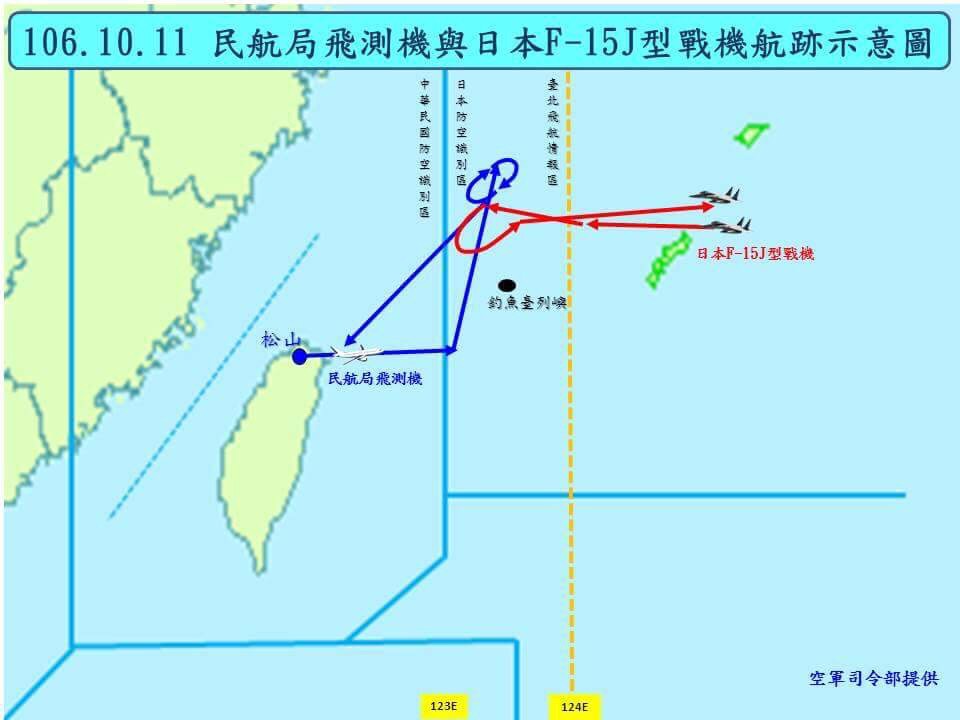 ▲空軍18日晚間公布航跡圖，證明日本戰機11日並未進入我防空識別區。（圖／空軍司令部提供 ）