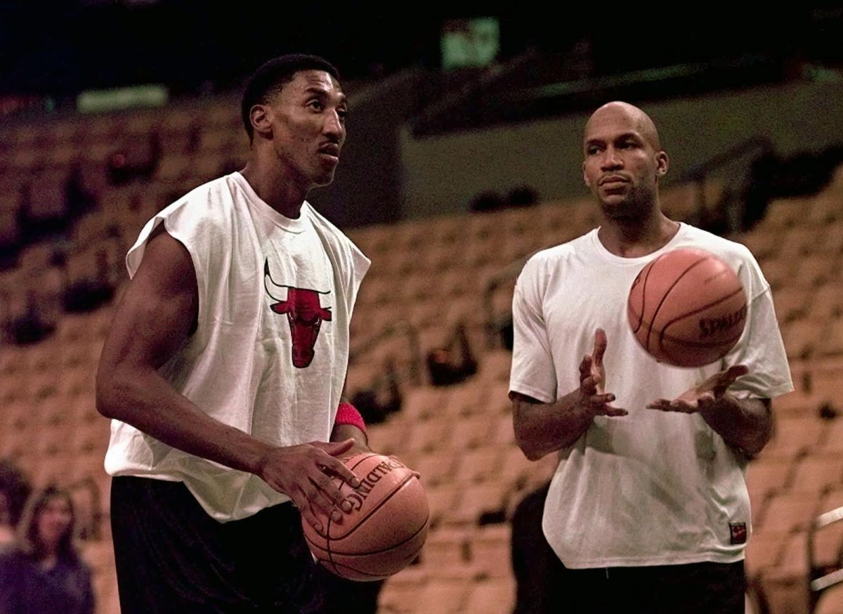 ▲Ron Harper(右)和Scottie Pippen(左)。（圖／美聯社／達志影像）