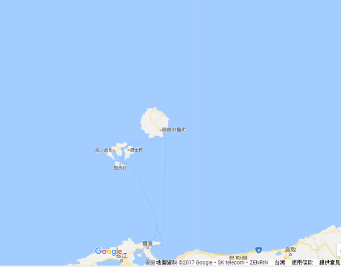 ▲中國大陸一艘漁船5日在日本隱岐群島以北400公里處海域，與一艘香港籍油輪相撞，已知造成5人罹難。（圖／翻攝自Google Map ）